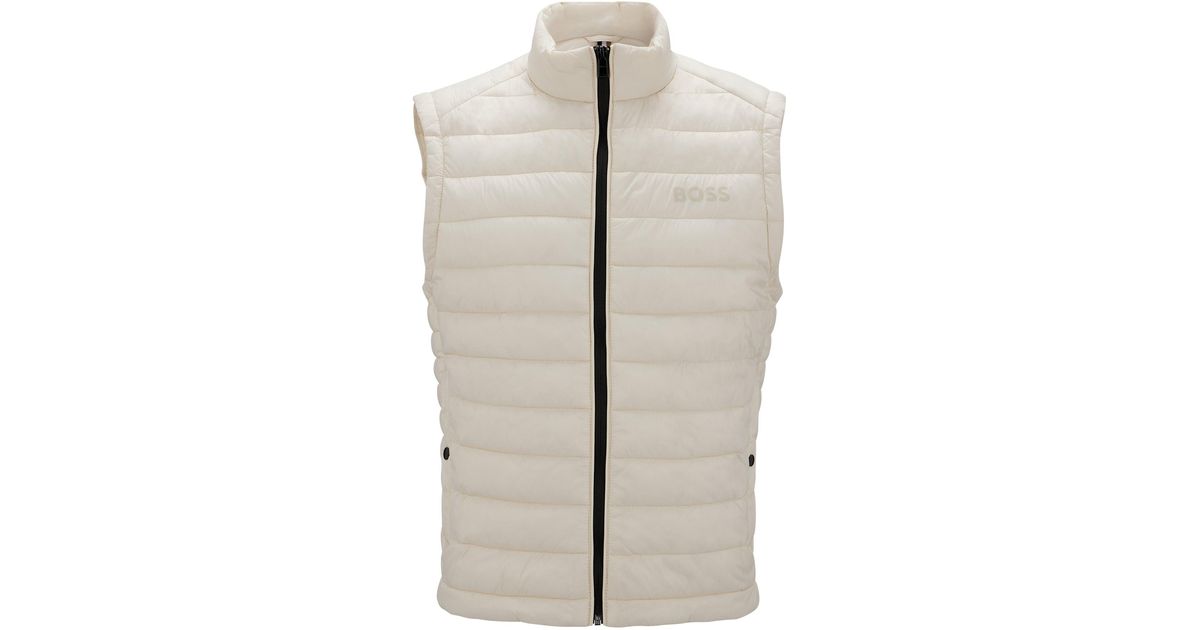 BOSS by HUGO BOSS Packable Down Gilet With Tonal Logo in Light Beige