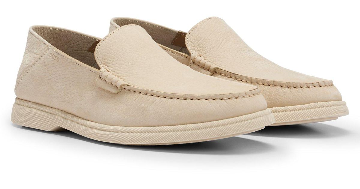 BOSS by HUGO BOSS Nubuck Moccasins With Emed Logo And Apron Toe in ...