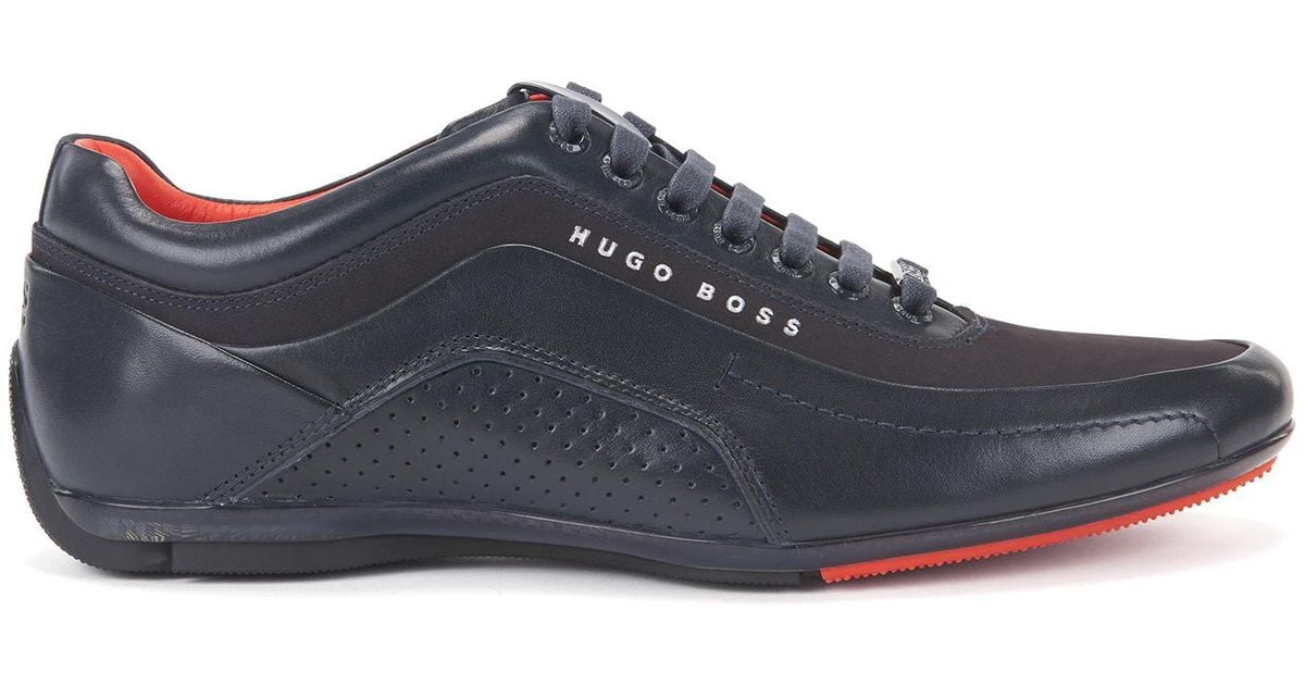 hugo boss trainers in leather and carbon fibre