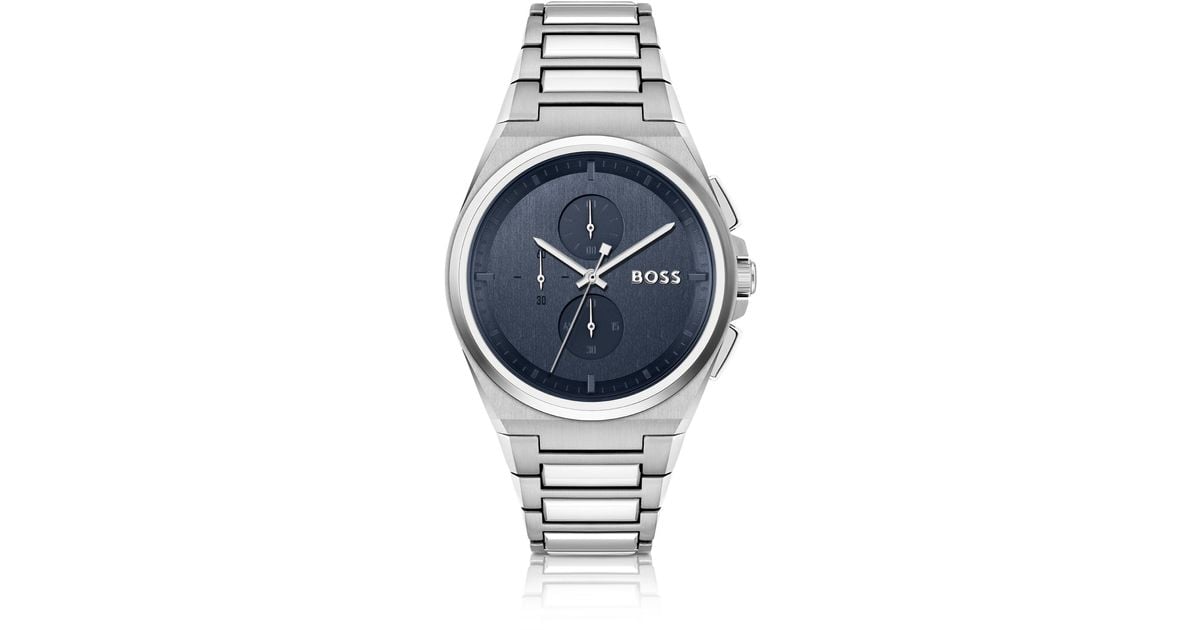 Hugo boss navigator men's ion plated blue bracelet watch deals