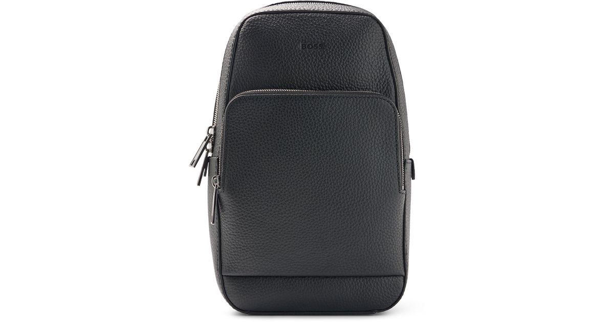 BOSS by HUGO BOSS Grained Italian-leather Mono-strap Backpack With Emed ...