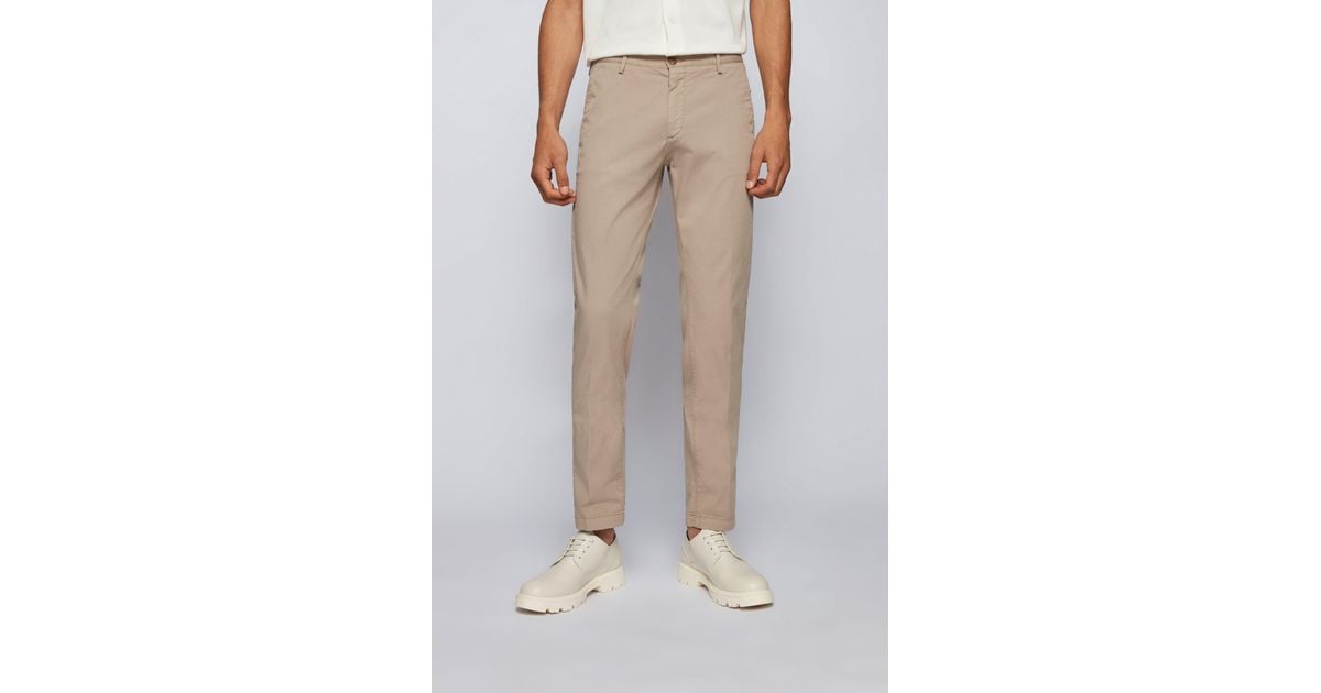 BOSS by HUGO BOSS Rice3-d Beige Slim-fit Chinos In Stretch Cotton 50325936  294 in Natural for Men | Lyst