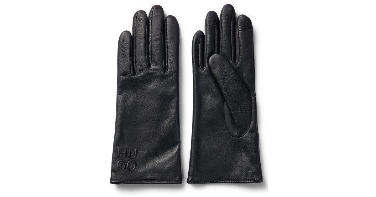 BOSS by HUGO BOSS Leather Gloves With Stacked Logo in Black Lyst UK
