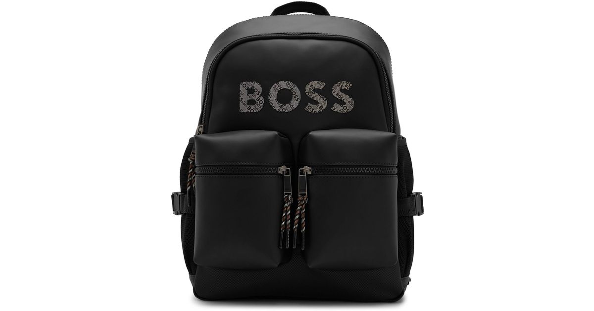 BOSS by HUGO BOSS Rubberised Backpack With Newseason Logo in Black for