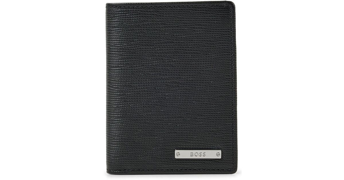 BOSS by HUGO BOSS Embossedleather Folding Card Holder With Metal Logo