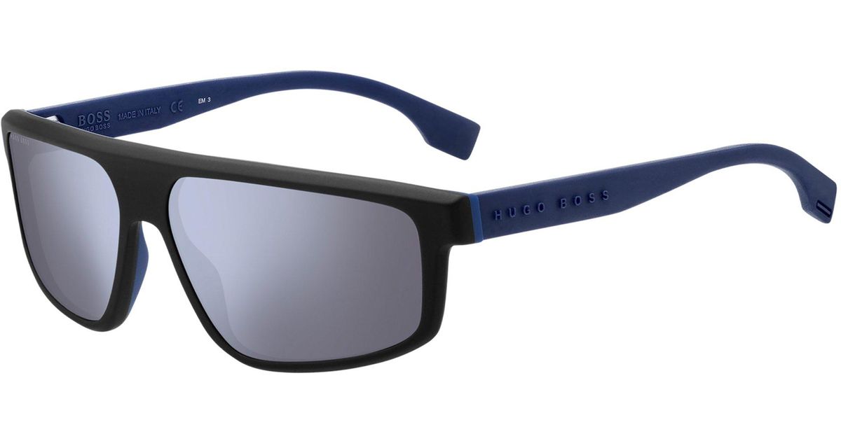 BOSS by HUGO BOSS Black-acetate Sunglasses With Blue-rubber Temples Men ...