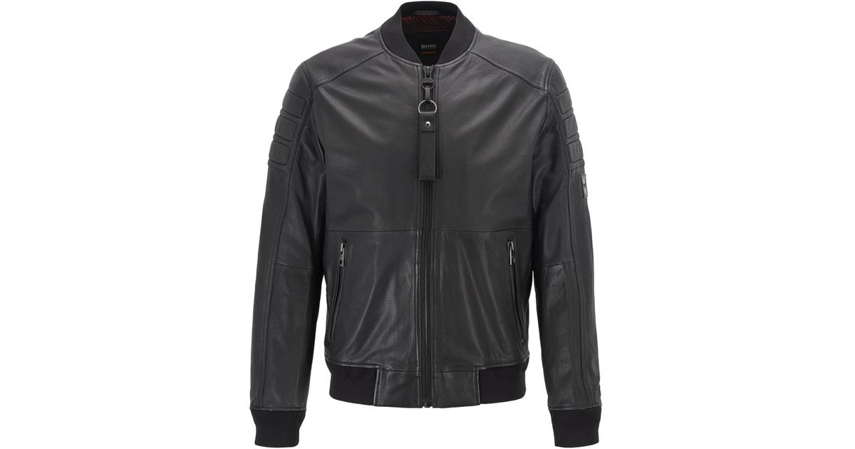 Boss Black Slim Fit Leather Jacket With Hand Applied Wax Treatment For Men Lyst