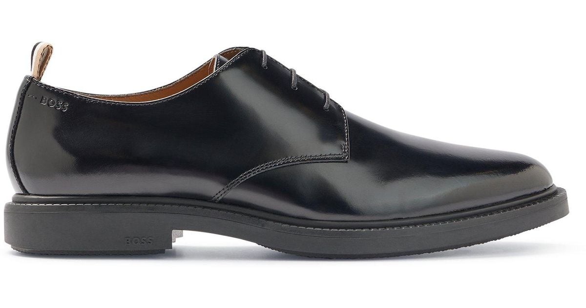 BOSS by HUGO BOSS Derby Shoes In Brush-off Leather With Logo Details in ...