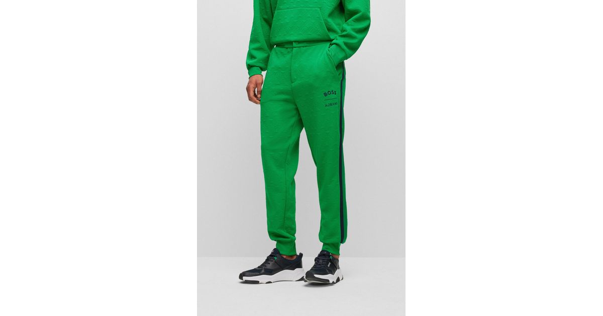 BOSS by HUGO BOSS X Ajbxng Tracksuit Bottoms With All-over Monogram Jacquard Green for Men | Lyst