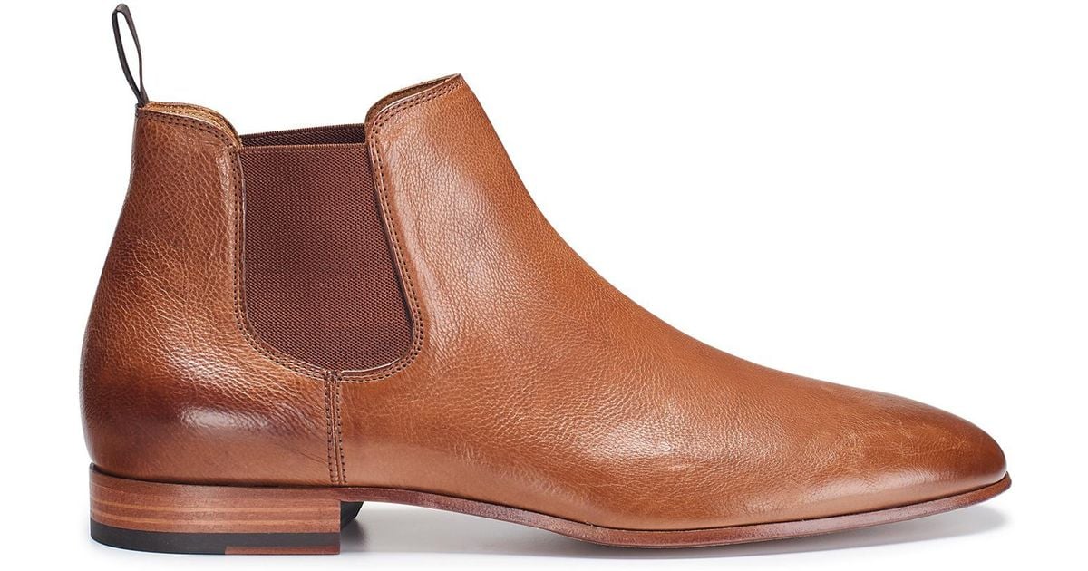 BOSS by Hugo Boss Chelsea Boots In Grained Leather in Khaki (Brown) for ...