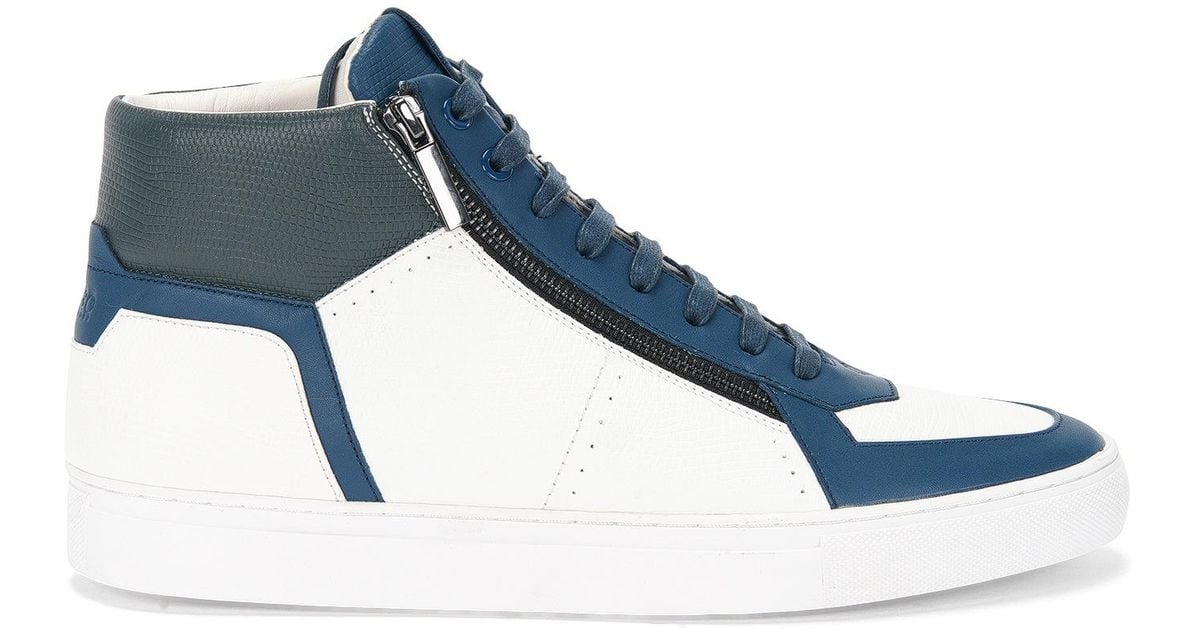 HUGO 'futurism Hito Exo' | Leather High-top Sneakers in Blue for Men | Lyst