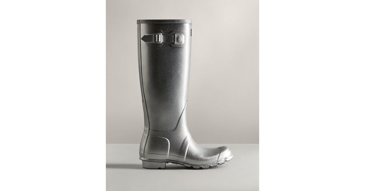 hunter black glitter rain boots