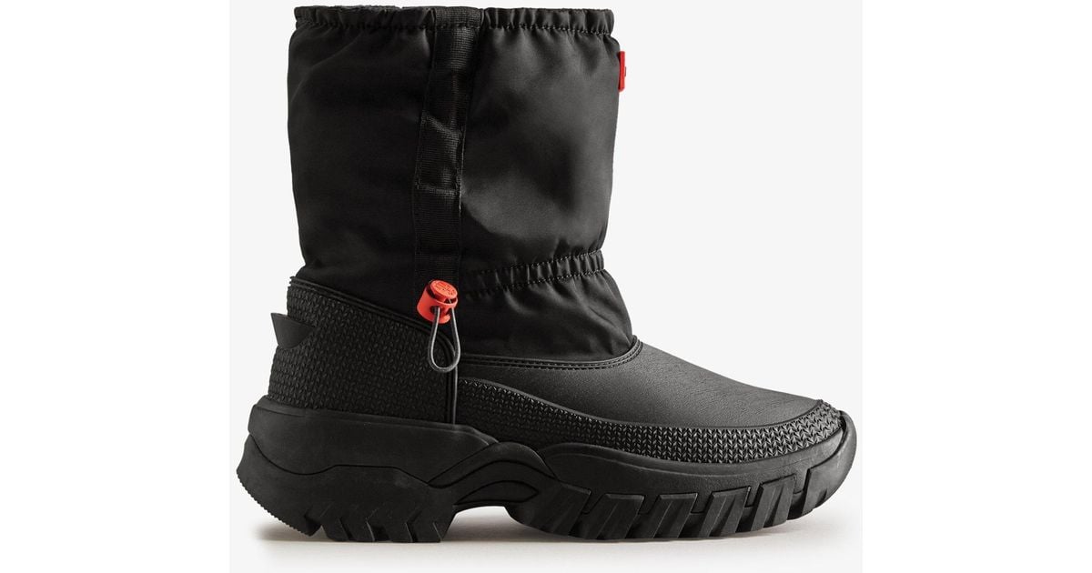 HUNTER Synthetic Wanderer Insulated Short Slouch Snow Boots in Black | Lyst