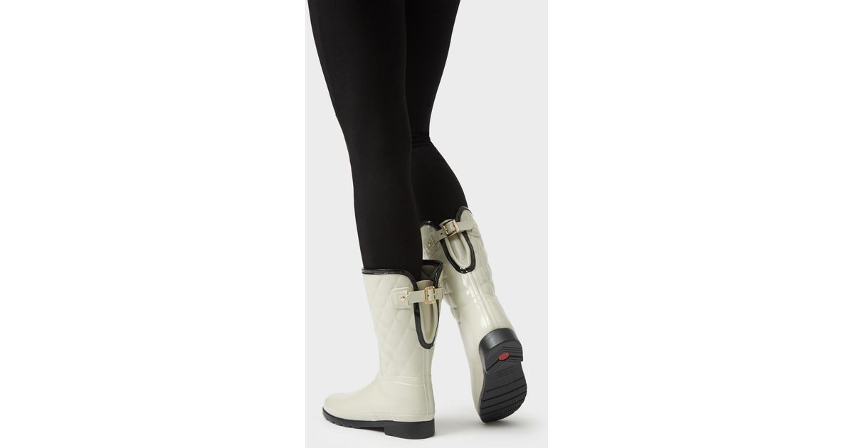 hunter quilted rain boots short