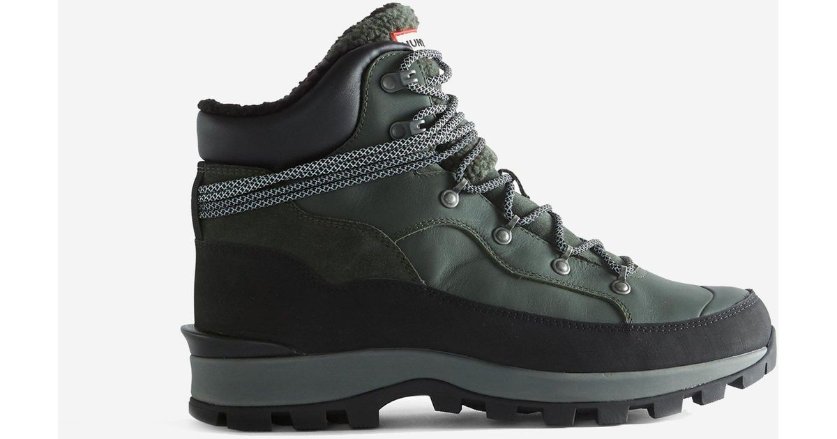 HUNTER Explorer Insulated Lace-up Leather Commando Boots in Olive/Black (Black) for Men | Lyst