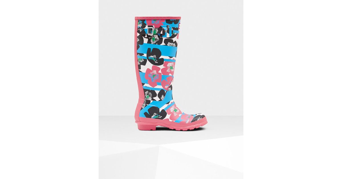 hunter floral rain boots
