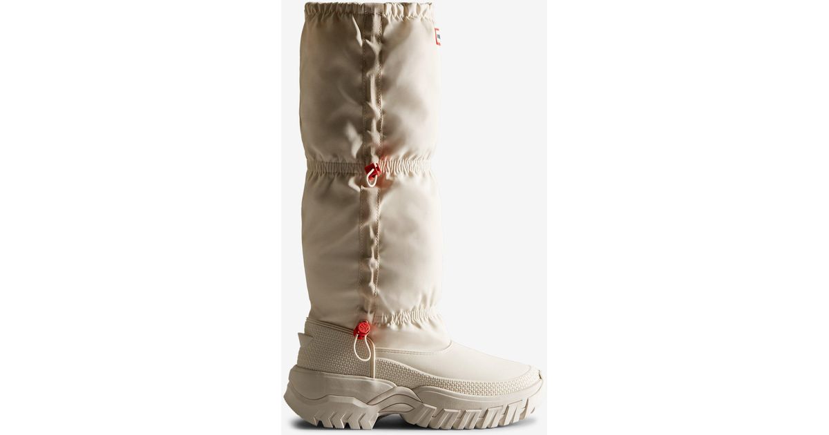 HUNTER Wanderer Insulated Tall Slouch Snow Boots in White | Lyst