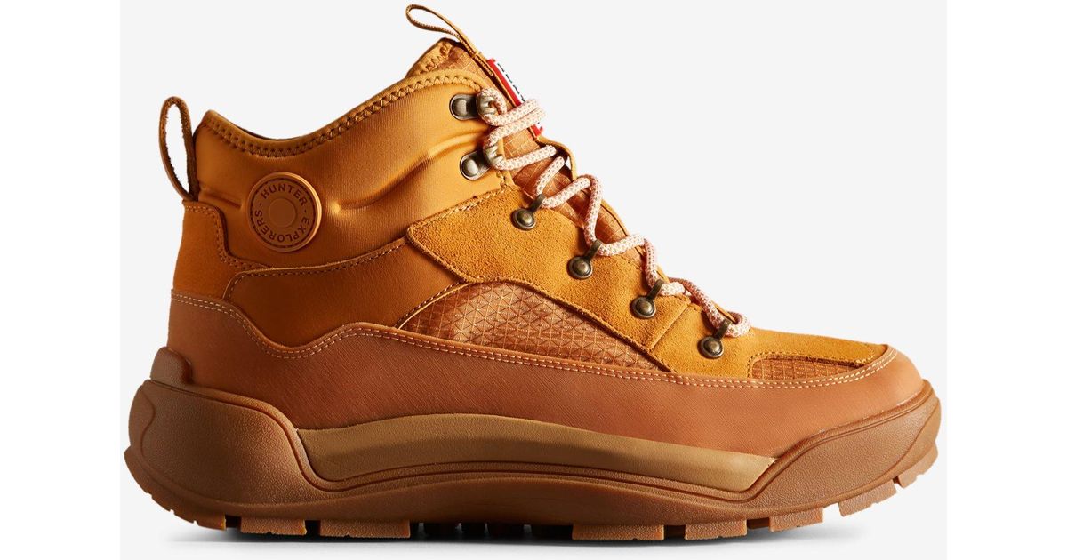 HUNTER Urban Explorer Laceup Leather Commando Boots in Brown for Men