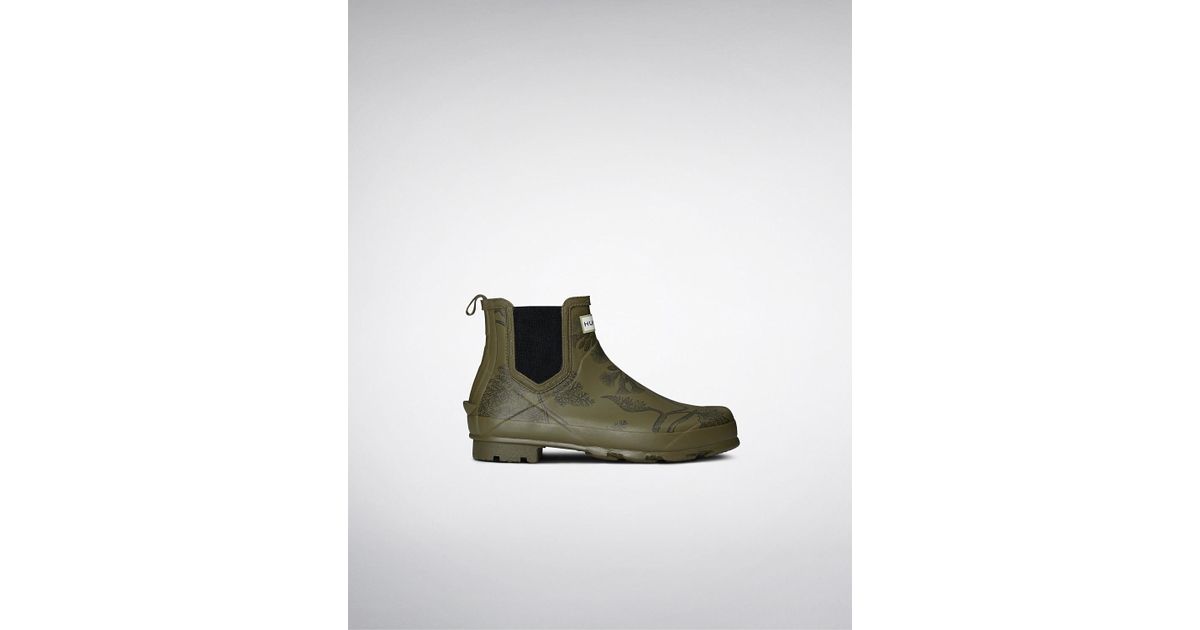 hunter norris printed chelsea boot