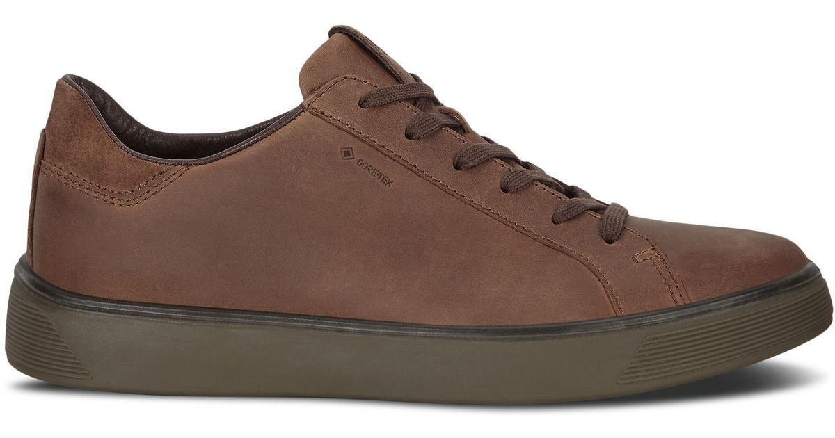 Ecco Suede 's Wide Fit Street Tray M Goretex Shoes in Brown/Cocoa
