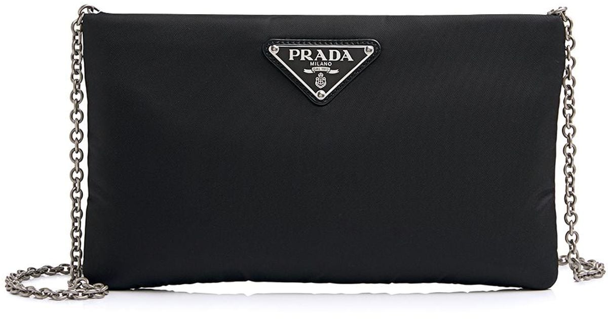 Prada Synthetic Nylon Padded Pouch With Chain Strap Shoulder Bag in ...