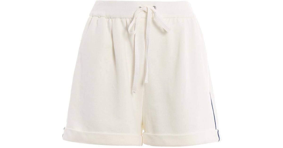 Alberta Ferretti White Cotton Fleece Short Pants - Lyst