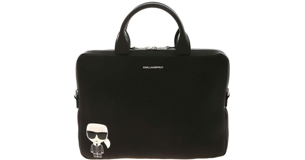 Karl Lagerfeld Kikonik Laptop Handbag In Black Lyst