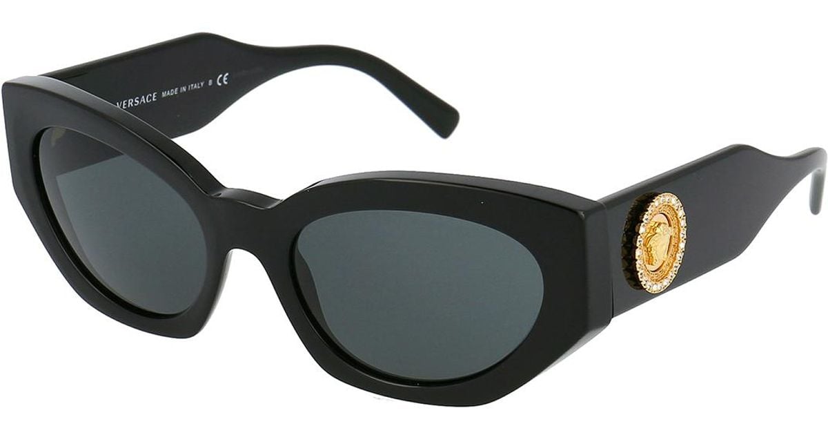 Versace Crystal Detailed Medusa Head Sunglasses in Black - Lyst