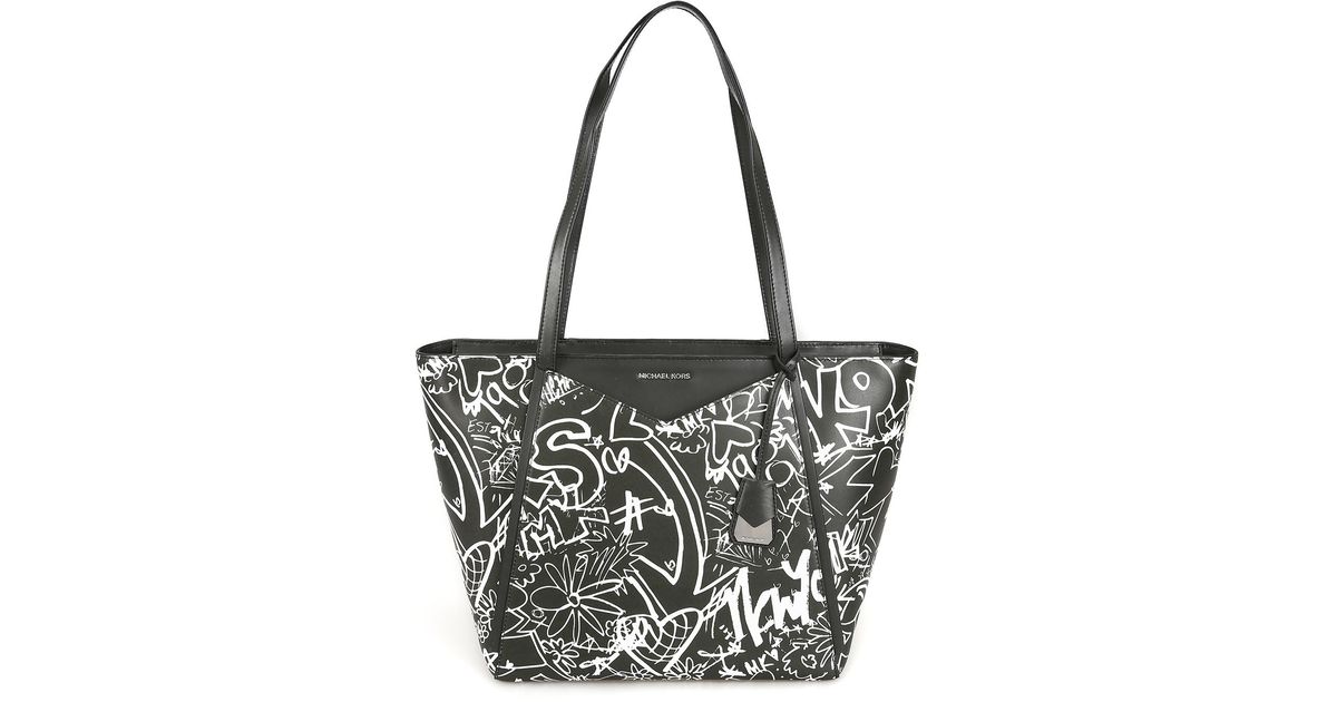 whitney large graffiti leather tote