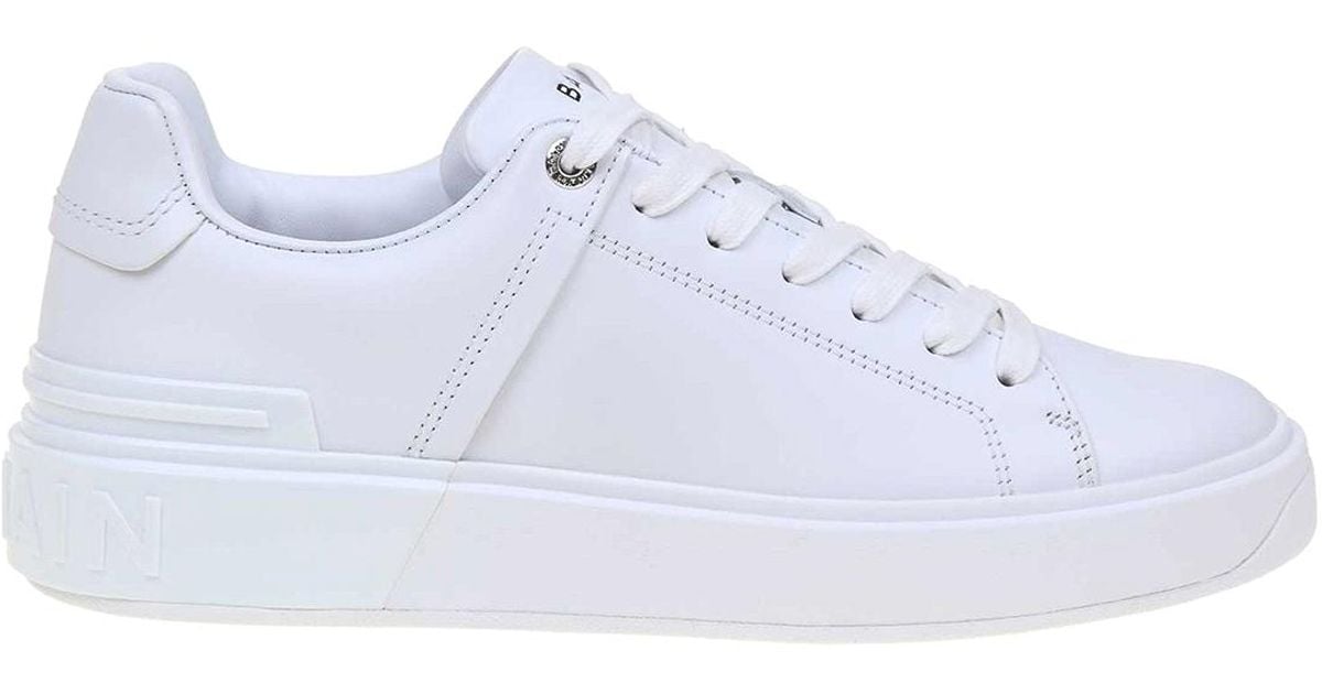 Balmain B-court Leather Sneakers in White - Lyst