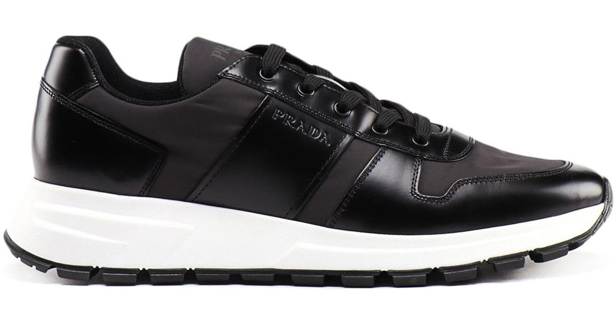 Prada Leather Prax 01 Black Sneakers for Men - Lyst