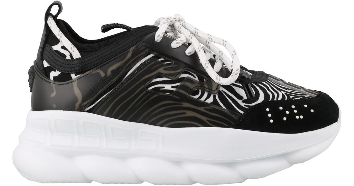 Versace Suede Zebrastriped Chain Reaction Sneakers in Black Lyst