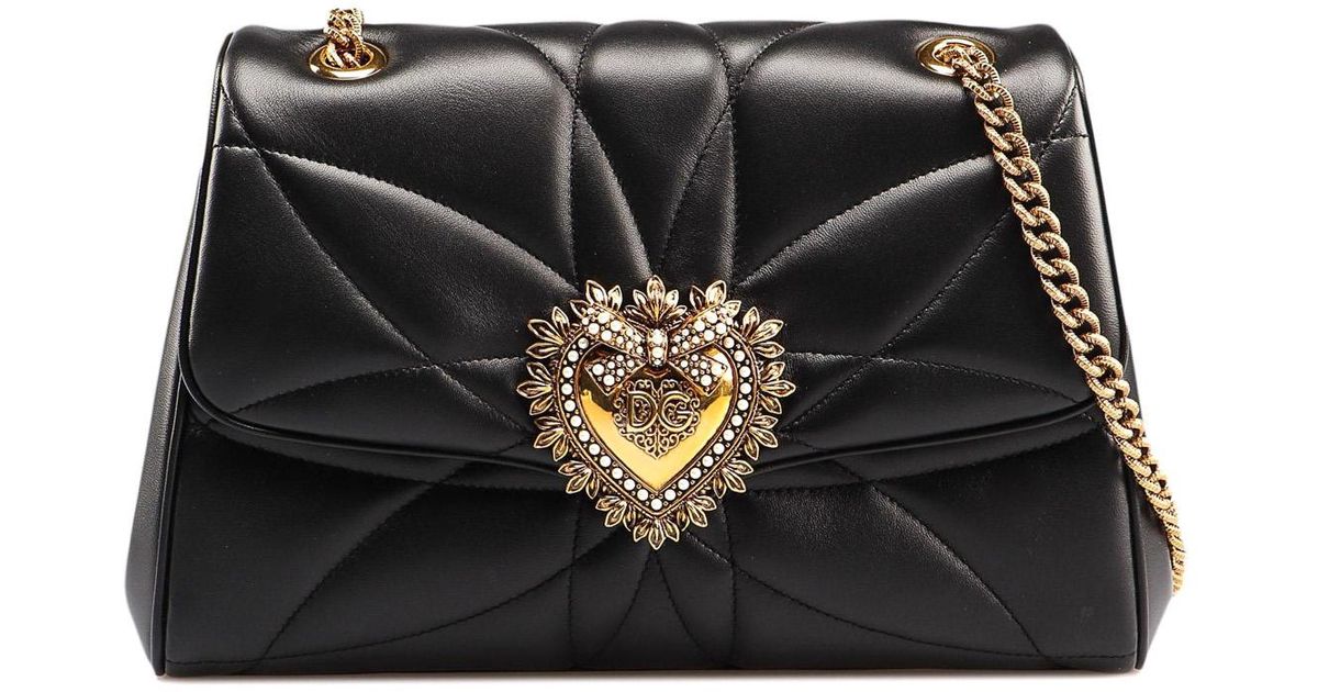 Dolce & Gabbana Leather Devotion Jewel Heart Bag in Black - Lyst