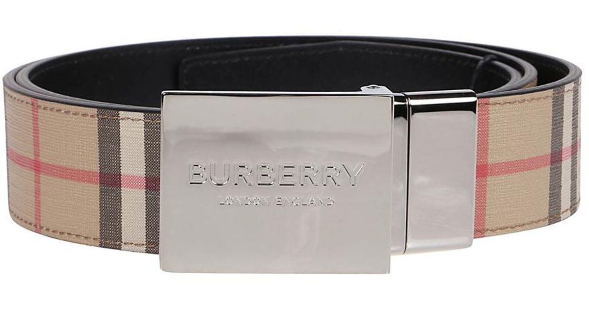 Burberry Canvas Vintage Check And Black Reversible Belt in Beige ...