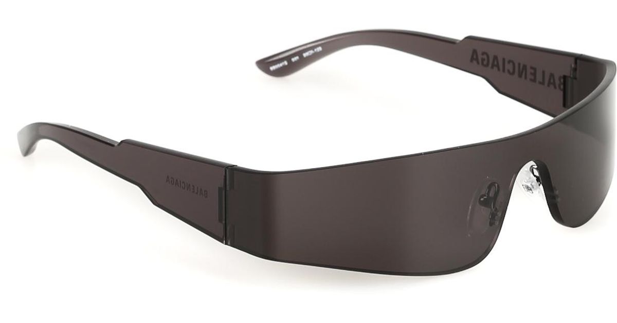 Balenciaga Mono Rectangular Mask Frameless Sunglasses in Dark Grey