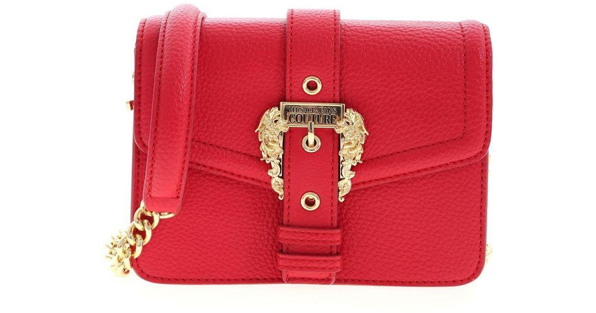 Versace Jeans Couture Synthetic Baroque Buckle Bag in Red - Lyst