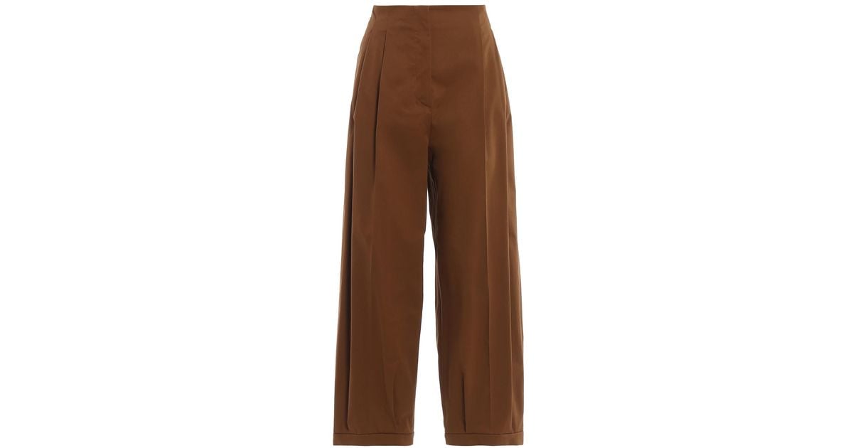 Max Mara Rana Stretch Cotton Flared Trousers in Brown - Lyst