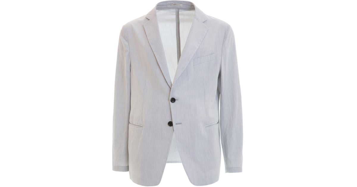 Armani Cotton Unstructured Blazer in Light Grey (Gray) for Men - Lyst