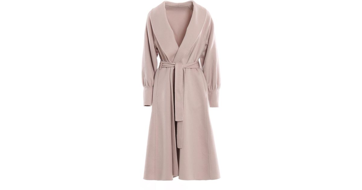 L'Autre Chose Wool Belted Wrap Coat in Light Pink (Pink) Lyst