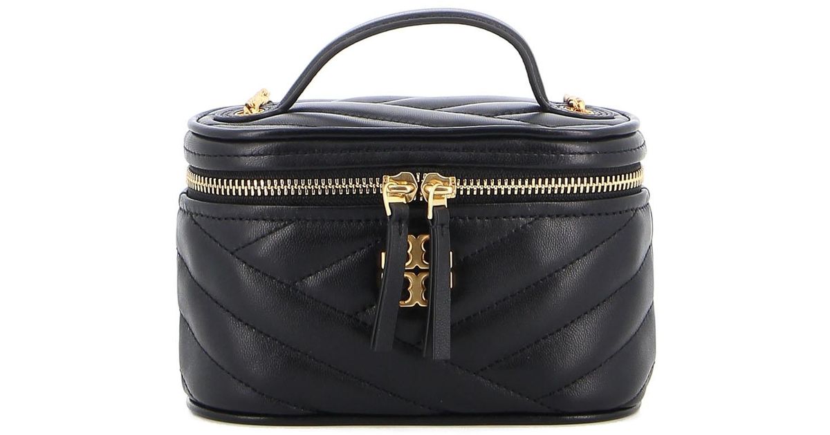 Tory Burch Kira Chevron Mini Vanity Leather Bag in Black Lyst