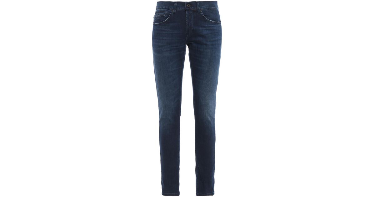 Dondup Denim George Scraped Skinny Jeans in Dark Wash (Blue) for Men - Lyst