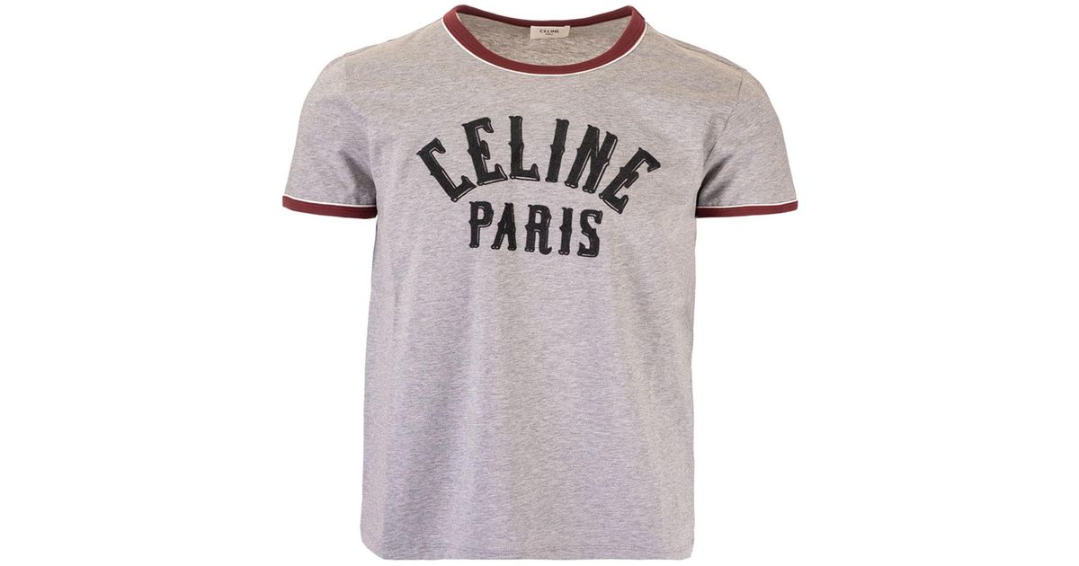 Celine Cotton Paris Tshirt In Gray for Men Lyst