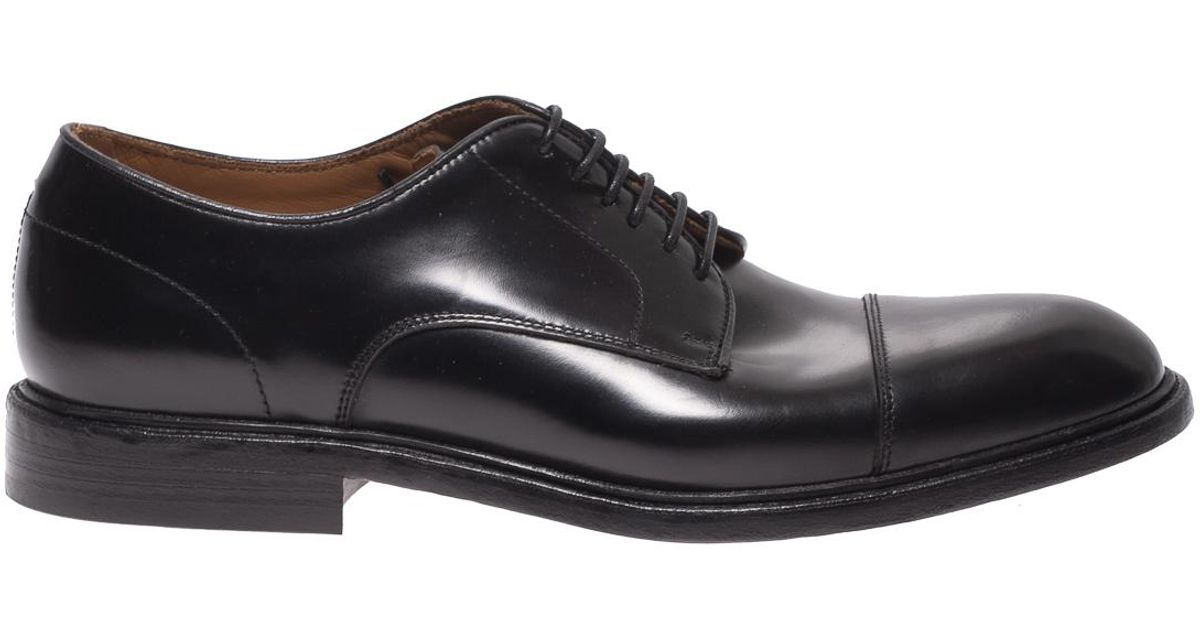 Green George Polished Leather Black Derby Shoes for Men - Lyst