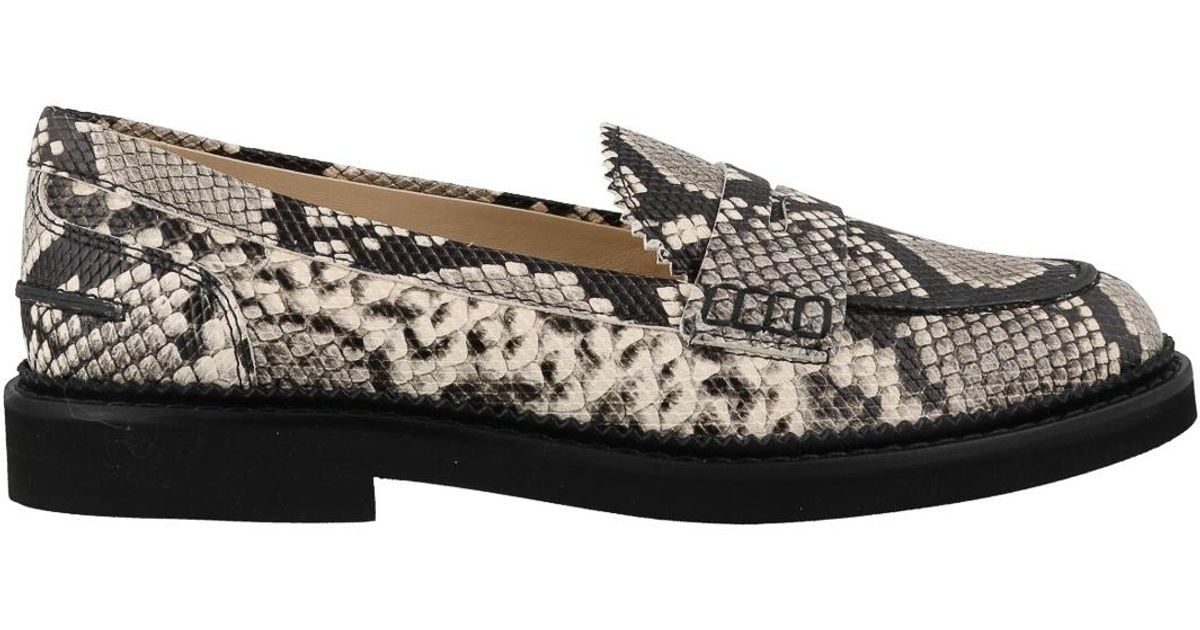 snake print backless loafers