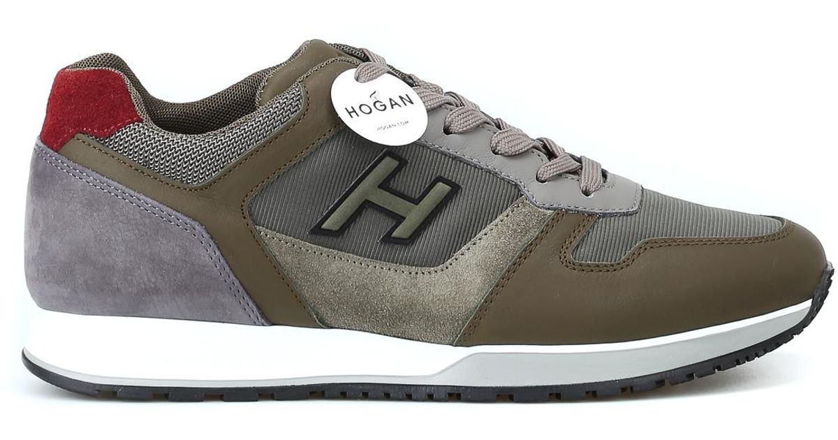 Hogan Leather H321 H Flock Sneakers in Dark Green (Green) for Men - Lyst