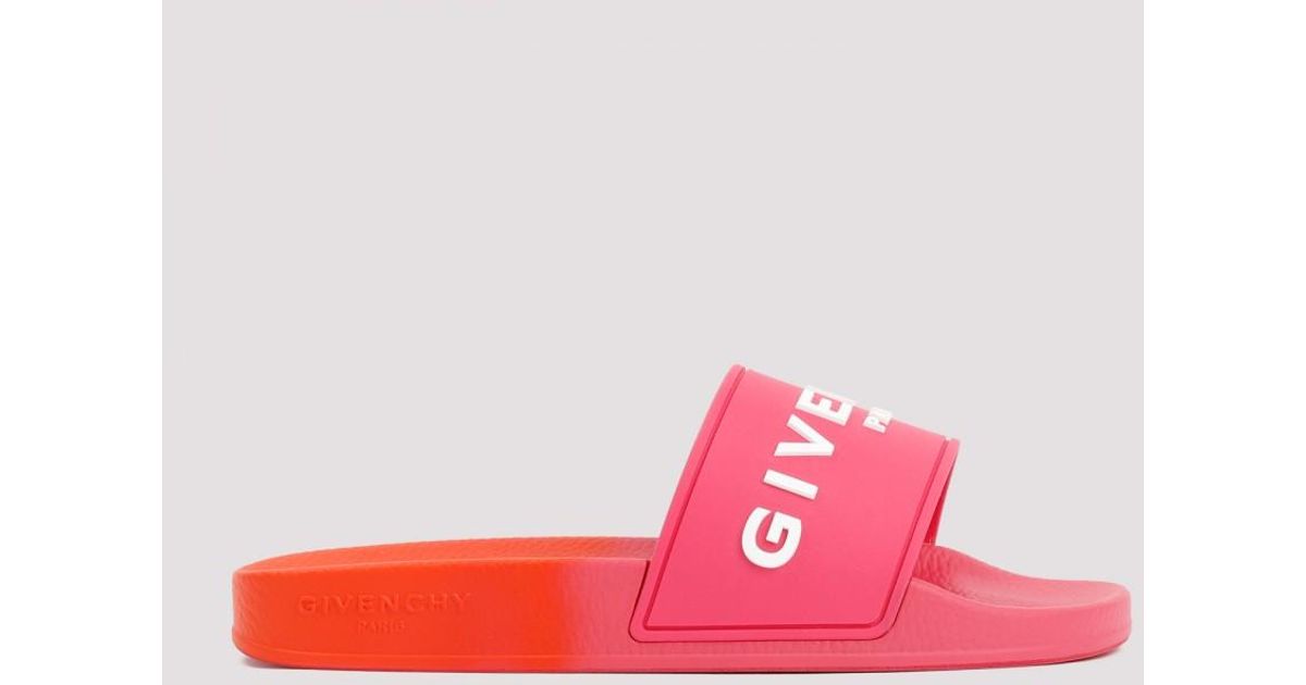 Givenchy Logo Flat Slide Sandals in Pink | Lyst