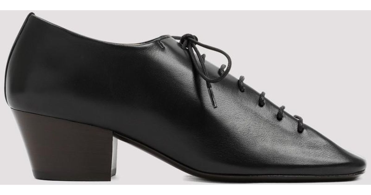 Lemaire Leather Heeled Derbies in Black - Lyst