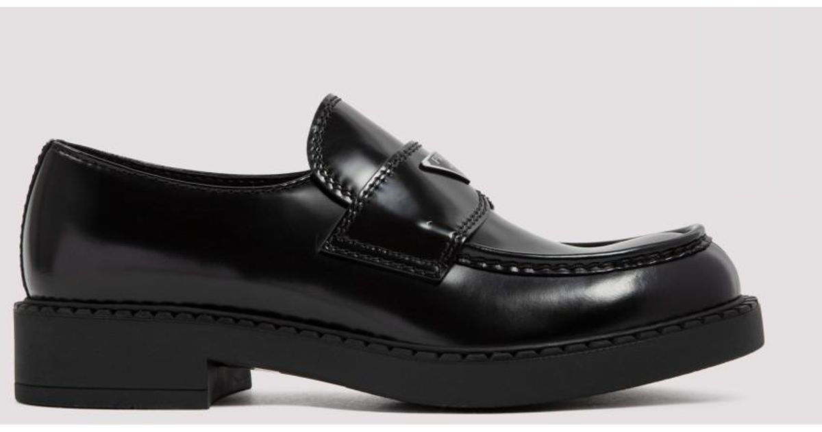 Prada Leather Chocolate Loafers in Black for Men | Lyst UK