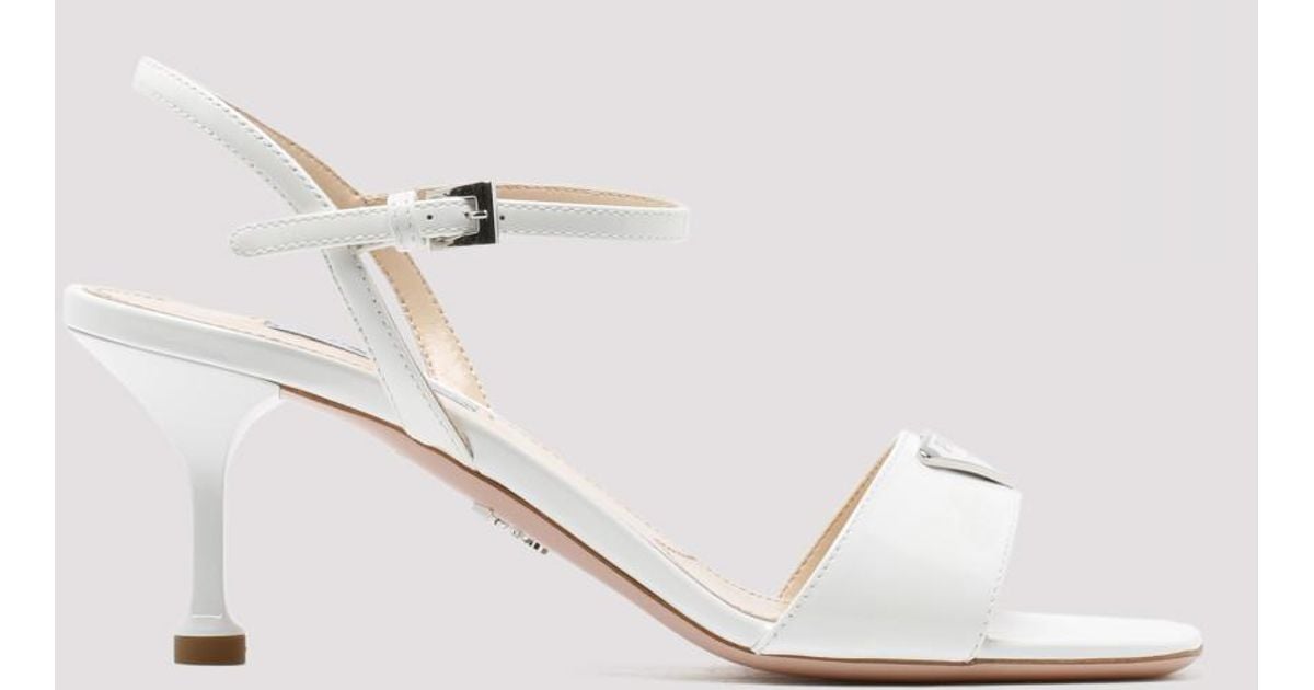 Prada White Leather Sandals | Lyst UK