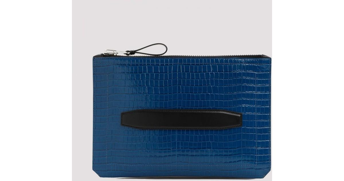 Woven Leather Pochette with Zip Size unica